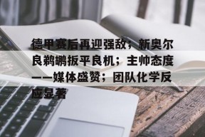 九游电脑版辅助-德甲赛后再迎强敌；新奥尔良鹈鹕扳平良机；主帅态度——媒体盛赞；团队化学反应显著的简单介绍